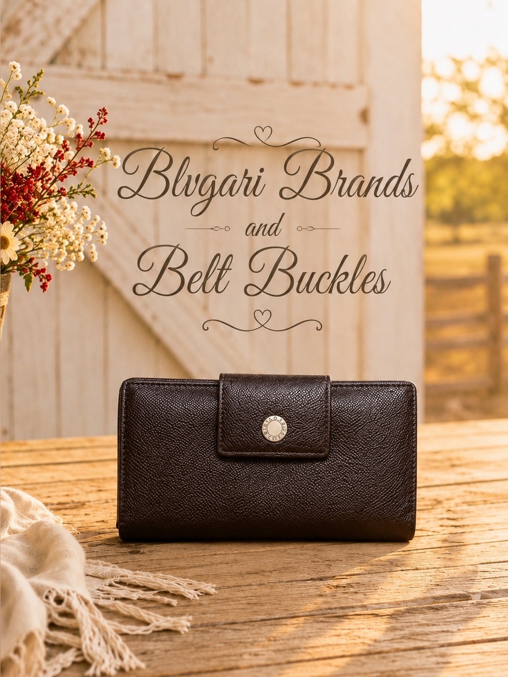BVLGARI Brown Leather Bifold Long Wallet Purse
